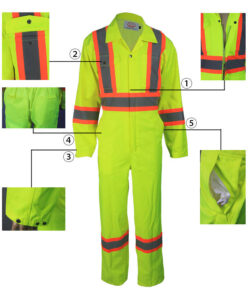 Yellow High Visibility Coveralls Details