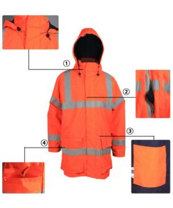 Высокая видимость оранжевый Анти-статические куртка с капюшоном details